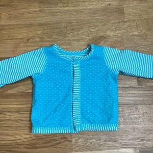 💚5 for $20/ Hanna Andersson reversible cotton cardigan teal and white